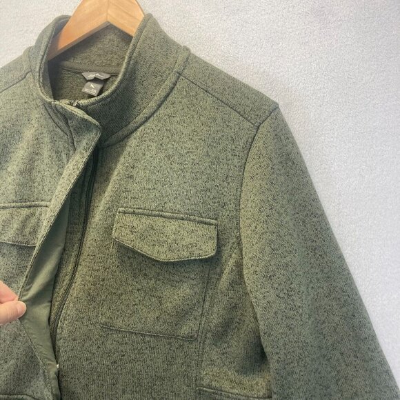 Eddie Bauer Heathered Green Zip Up Sweater Jacket Womens 2XL Fleece Lined Pocket - Picture 10 of 16